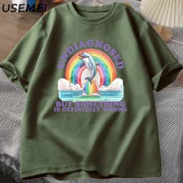 Undiagnosed But Something Is Definitely Wrong T-Shirt Vintage Men's Clothes Summer Cotton Short Sleeve T Shirt Loose Tops