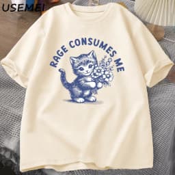 Rage Consumes Me T Shirt Weirdcore Funny Hilarious Kitten Meme T-shirt Dark Humor Unhinged Tshirt Mental Health Tee Shirt Tops
