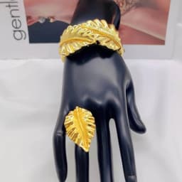 Color Classic Bangle with Ring African Ethiopian Fashion Plated Jewelry Set Luxury Wedding Bride Bracelet Ring Set