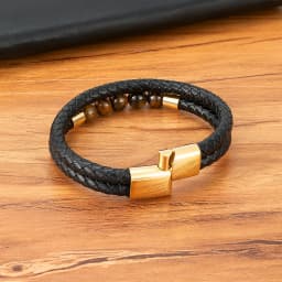 TYO High Quality Natural Stone Tiger Eye Beaded Bracelets Woven Leather Bangles Men Classic Fashion Magnet Clasp Jewelry Gifts