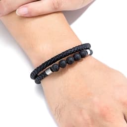TYO High Quality Natural Stone Tiger Eye Beaded Bracelets Woven Leather Bangles Men Classic Fashion Magnet Clasp Jewelry Gifts
