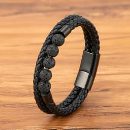 TYO High Quality Natural Stone Tiger Eye Beaded Bracelets Woven Leather Bangles Men Classic Fashion Magnet Clasp Jewelry Gifts