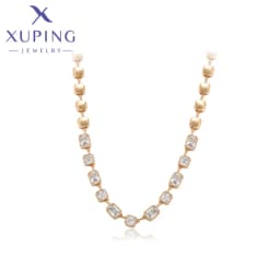 Xuping Jewelry Trendy Copper Luxury 50cm Square Stone Necklace of Gold Color Necklaces for Women Exquisite Gift X000850676