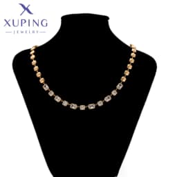Xuping Jewelry Trendy Copper Luxury 50cm Square Stone Necklace of Gold Color Necklaces for Women Exquisite Gift X000850676