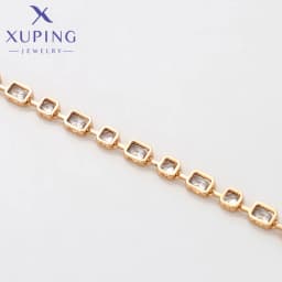 Xuping Jewelry Trendy Copper Luxury 50cm Square Stone Necklace of Gold Color Necklaces for Women Exquisite Gift X000850676