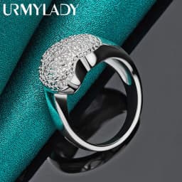 URMYLADY 925 Sterling Silver Heart Zircon 7-10# Ring For Women Fashion Wedding Party Charm Jewelry