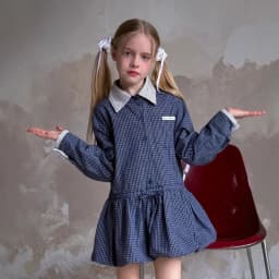 Shirt Dress 2025 Spring New Korean Fashion Doll Neck Long Sleeve Retro Plaid Shirt Dress Kids Clothes Girls
