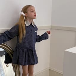 Shirt Dress 2025 Spring New Korean Fashion Doll Neck Long Sleeve Retro Plaid Shirt Dress Kids Clothes Girls