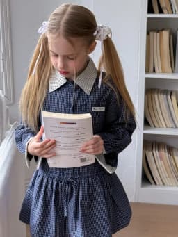 Shirt Dress 2025 Spring New Korean Fashion Doll Neck Long Sleeve Retro Plaid Shirt Dress Kids Clothes Girls