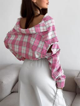 Tossy Casual Printed Patchwork Shirts Top Female Patchwork Lapel Loose Contrast Long Sleeve Elegant Coat For Women Summer Top