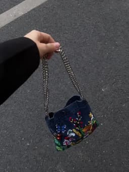 Embroidered Flowers Women Cowboy Shoulder Bag Fashion Chain Ladies Messenger Bags Denim Handbag Personality Trend Student Bag