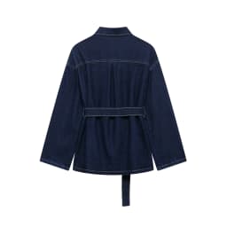 DUOPERI Women Fashion 2 Pieces Sets With Belt Denim Jackets & Vintage Front Zipper Jeans Trousers Feamle Chic Lady Pants Sets