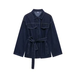DUOPERI Women Fashion 2 Pieces Sets With Belt Denim Jackets & Vintage Front Zipper Jeans Trousers Feamle Chic Lady Pants Sets