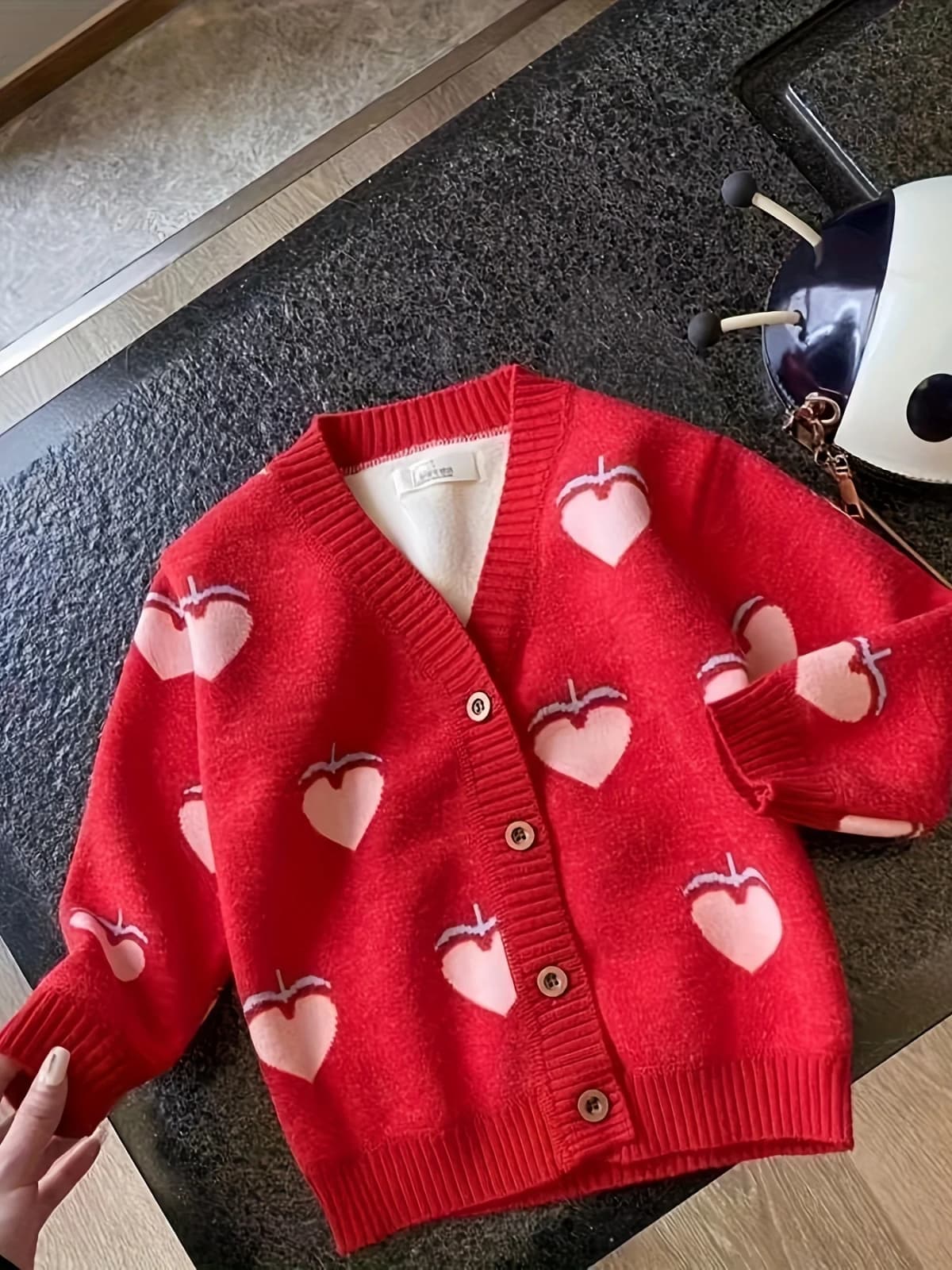 Girls' Knitted Cardigan Spring & Fall New Kidsren's Autumn Tops Baby V Neck Sweater Girls' Style Jackets