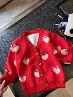 Girls' Knitted Cardigan Spring & Fall New Kidsren's Autumn Tops Baby V Neck Sweater Girls' Style Jackets