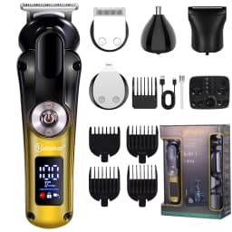 Hatteker Electric Hair Clipper Set Ceramic Blade Hair Trimmer for Men Charging Base Hair Cutting Machine with LED Display