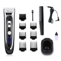 Hatteker Electric Hair Clipper Set Ceramic Blade Hair Trimmer for Men Charging Base Hair Cutting Machine with LED Display