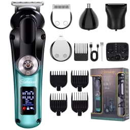 Hatteker Electric Hair Clipper Set Ceramic Blade Hair Trimmer for Men Charging Base Hair Cutting Machine with LED Display