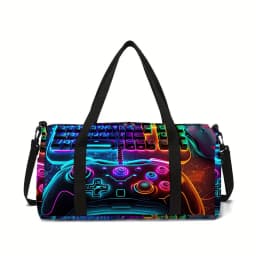 Neon Game Controller Large Capacity Luggage Bag For Boy And Girls Best Gifts 2D Cartoon Travel Duffels Hand Bag For Children