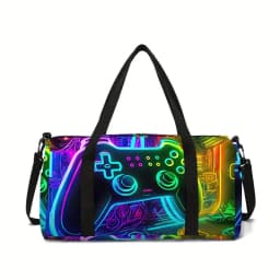 Neon Game Controller Large Capacity Luggage Bag For Boy And Girls Best Gifts 2D Cartoon Travel Duffels Hand Bag For Children
