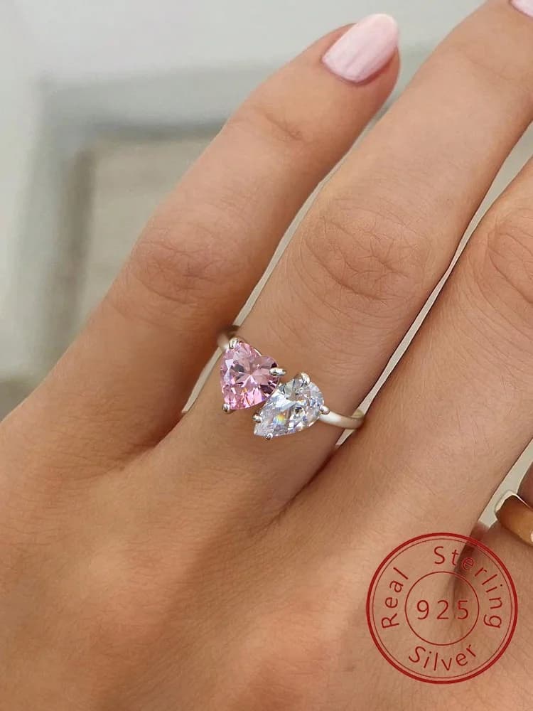925 Sterling Silver Simplicity Classic Love Heart Water Drop Ring For Women Engagement Wedding Luxury High Quality Fine Jewelry