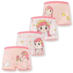4Pcs/Lot Soft Cotton Children Underwear Cute Cartoon Girls Boxer Briefs Breathable Double-layer Crotch Age 2-9 Panties For Girls