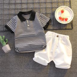 Summer Clothes for Children Baby Boys Girls Striped T-Shirt And Shorts 2pcs Set Toddler Fashion Tracksuit