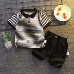 Summer Clothes for Children Baby Boys Girls Striped T-Shirt And Shorts 2pcs Set Toddler Fashion Tracksuit