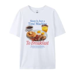 Women Oversized Breakfast Y2k Streetwear Graphic Tees Funny Meme T Shirt Cute Food Lover Shirt Unisex Grunge Aesthetic Clothes