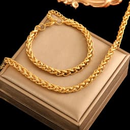 EILIECK 316L Stainless Steel Metal Cuban Chain Neckalces Bracelet Jewelry Set For Women Gold Color Neck Chain Collar Bijoux