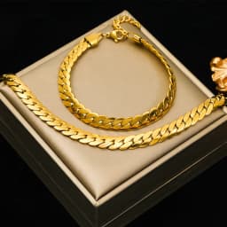 EILIECK 316L Stainless Steel Metal Cuban Chain Neckalces Bracelet Jewelry Set For Women Gold Color Neck Chain Collar Bijoux