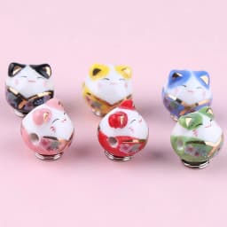 15mm 6pcs Tie Lucky Cat Shape Ceramic Beads For DIY Bracelet Keychain Necklace Gifts Accessories Bead