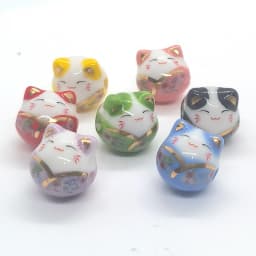 15mm 6pcs Tie Lucky Cat Shape Ceramic Beads For DIY Bracelet Keychain Necklace Gifts Accessories Bead