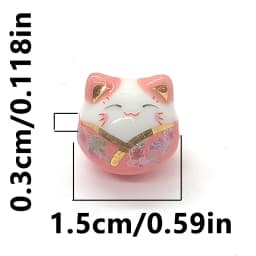 15mm 6pcs Tie Lucky Cat Shape Ceramic Beads For DIY Bracelet Keychain Necklace Gifts Accessories Bead