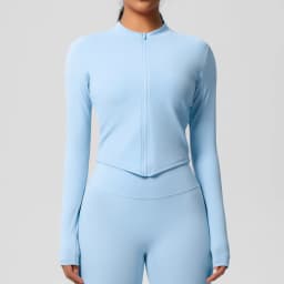 Zipper Jacket Women Crop Top Seamless Yoga Jacket Solid Sports Top Long Sleeve Running Shirts Quick Dry Fitness Gym Sport Wear