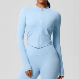 Zipper Jacket Women Crop Top Seamless Yoga Jacket Solid Sports Top Long Sleeve Running Shirts Quick Dry Fitness Gym Sport Wear