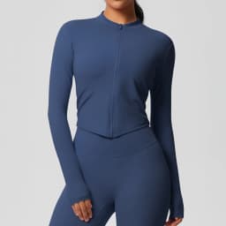 Zipper Jacket Women Crop Top Seamless Yoga Jacket Solid Sports Top Long Sleeve Running Shirts Quick Dry Fitness Gym Sport Wear