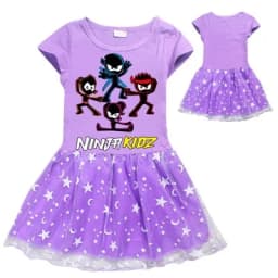Ninja Kidz Kids Dress New Children Clothing for Girls Short Sleeve Cartoon Birthday Party Princess Dresses Summer Girls Dres