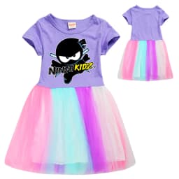Ninja Kidz Kids Dress New Children Clothing for Girls Short Sleeve Cartoon Birthday Party Princess Dresses Summer Girls Dres