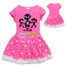 Ninja Kidz Kids Dress New Children Clothing for Girls Short Sleeve Cartoon Birthday Party Princess Dresses Summer Girls Dres