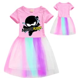Ninja Kidz Kids Dress New Children Clothing for Girls Short Sleeve Cartoon Birthday Party Princess Dresses Summer Girls Dres