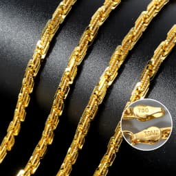 Width 4mm Italian 750 Luxury 18k Gold Plated Textured Dubai Necklace DIY Simple Jewelry Men Women Party