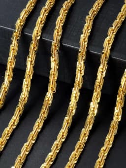 Width 4mm Italian 750 Luxury 18k Gold Plated Textured Dubai Necklace DIY Simple Jewelry Men Women Party