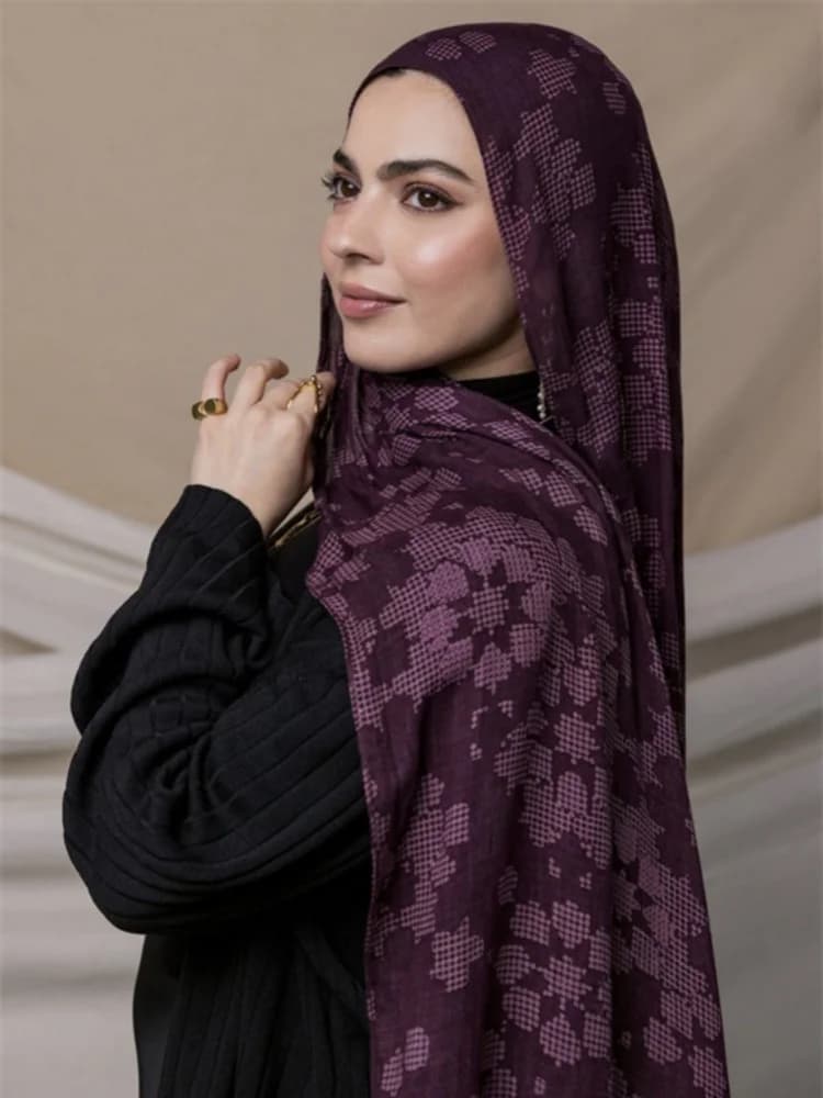 1Pcs Fashion Watercolor Print Hijab Islam Ramadan Women Bohemian Soft Muslim Hijabs Foulard Femme Shawl Wrap Scarf Headscarf