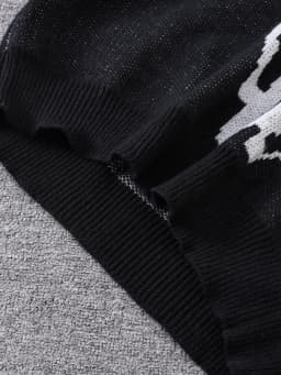 Autumn and Winter Abstract Kitten Jacquard Pattern Pullover Sweater Casual Round Neck Knitted Men's Pullover