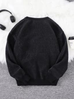 Autumn and Winter Abstract Kitten Jacquard Pattern Pullover Sweater Casual Round Neck Knitted Men's Pullover