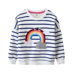 Jumping Meters 2-7T Rainbow Girls Sweatshirts Bunny Embroidery Long Sleeve Baby Hooded Sport Shirts Autumn Spring Clothes