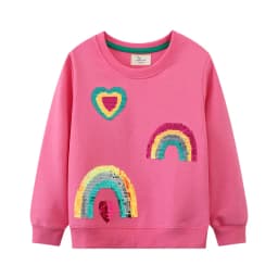 Jumping Meters 2-7T Rainbow Girls Sweatshirts Bunny Embroidery Long Sleeve Baby Hooded Sport Shirts Autumn Spring Clothes