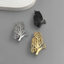 Creative animal hollow owl tree of life stainless steel gold-plated 18K brooch, black suit accessories, wedding matching set