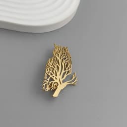 Creative animal hollow owl tree of life stainless steel gold-plated 18K brooch, black suit accessories, wedding matching set